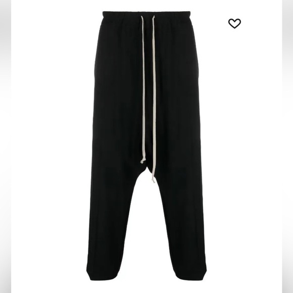 Rick Owens black velvet joggers cropped drop-crotch trousers isize 4 - Picture 4 of 10